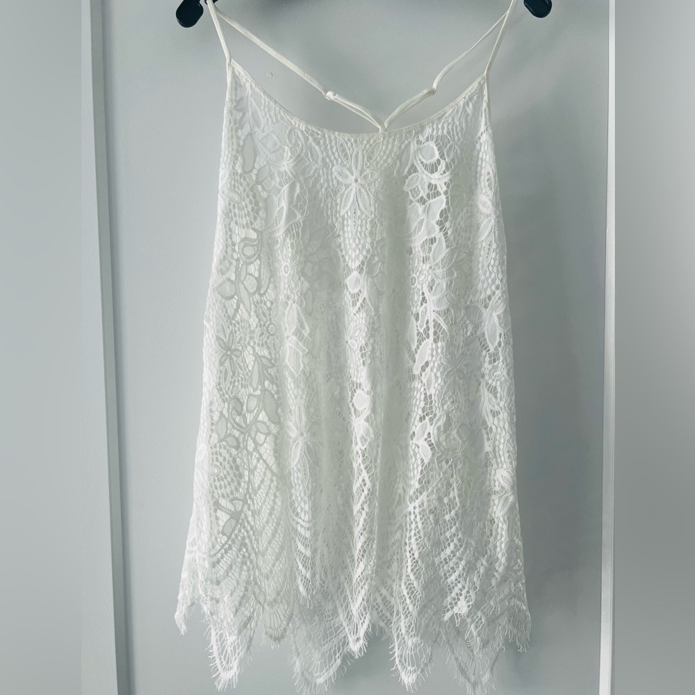 Nordstrom White Lace Chemise, Size Large, Like New